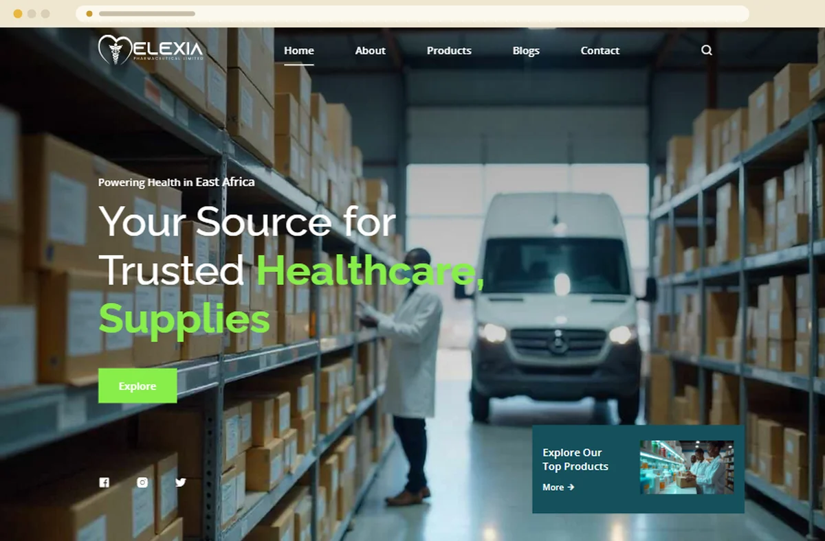 Elexia Pharma website - homepage screenshot