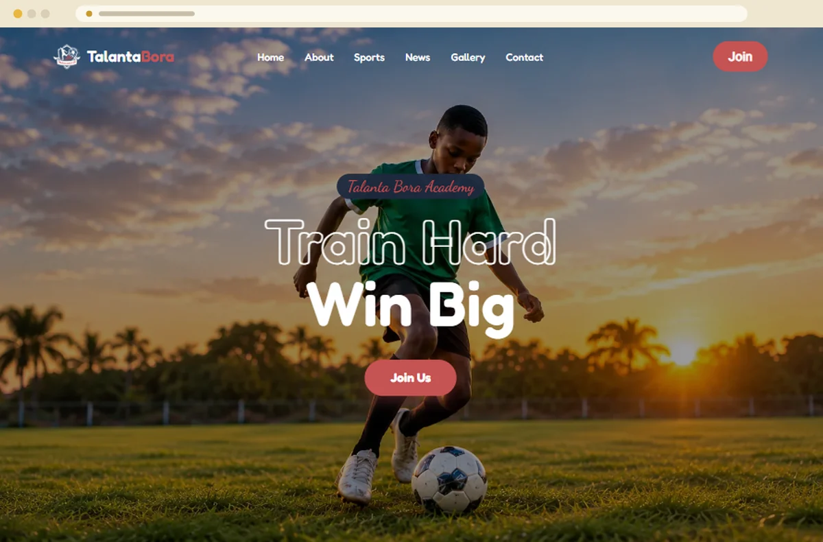 Talanta Bora website - homepage screenshot